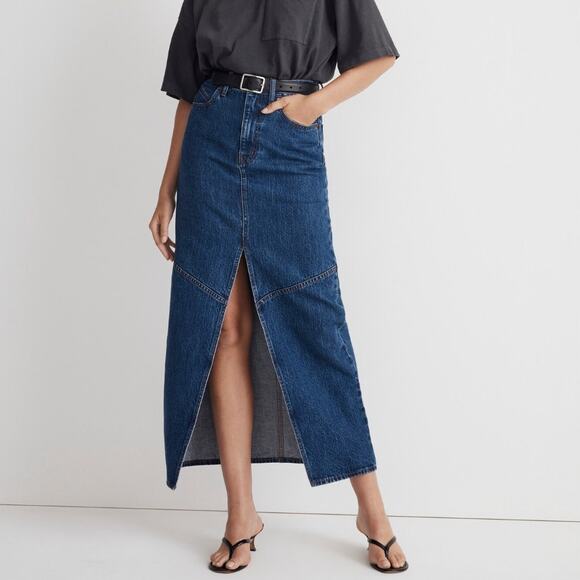MADEWELL Denim Mid-Rise Maxi Skirt in Pineland Wash Sz 27 / 4 {T30} - Picture 1 of 6
